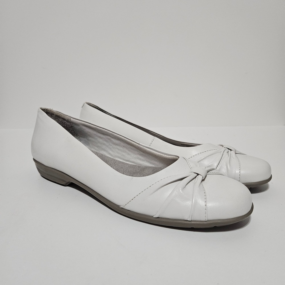 Walking Cradles Ballet Flats Women 8.5 S White Leather Shoes Comfortable